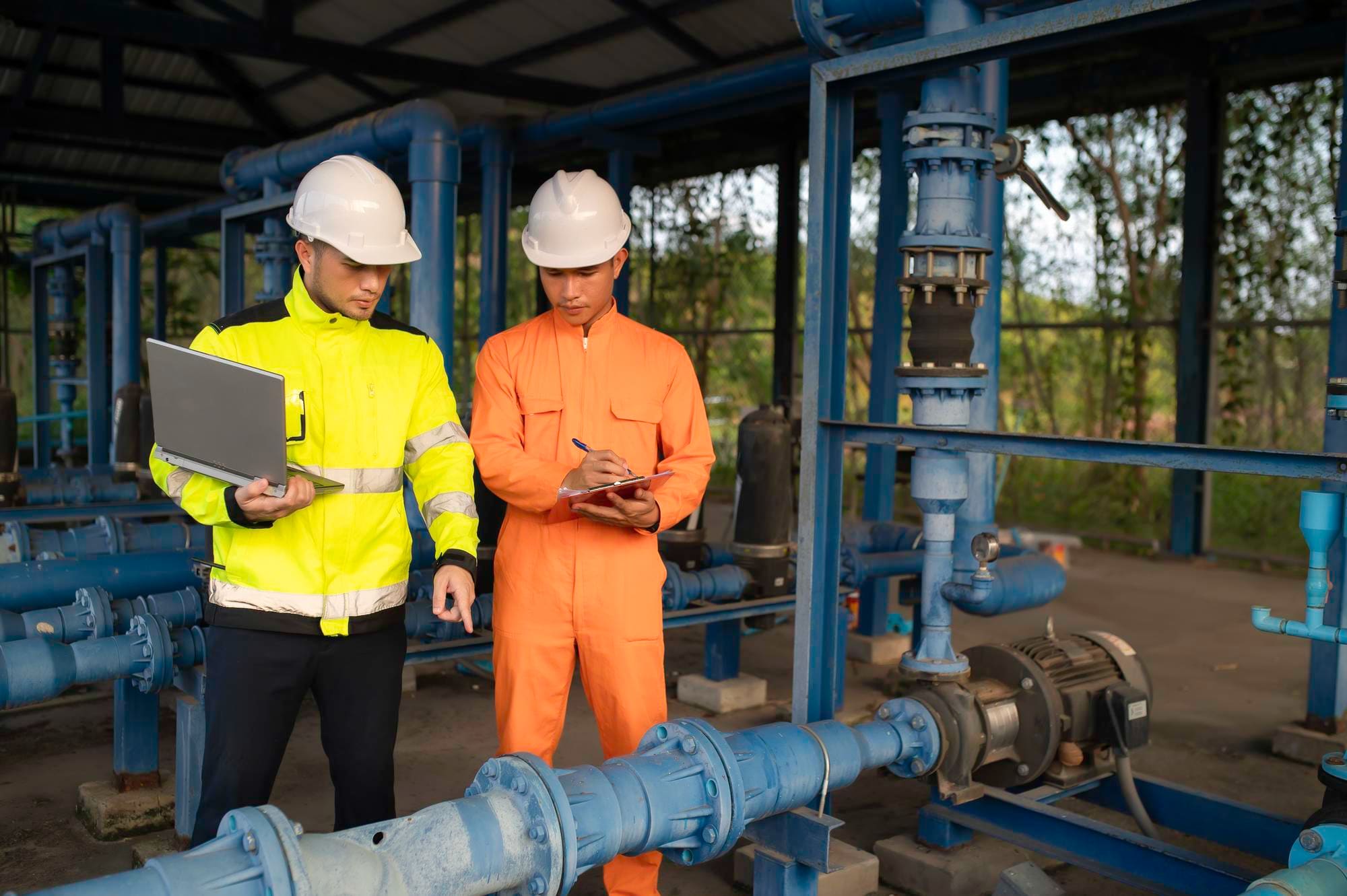 HSE team reviewing process safety and audit documents